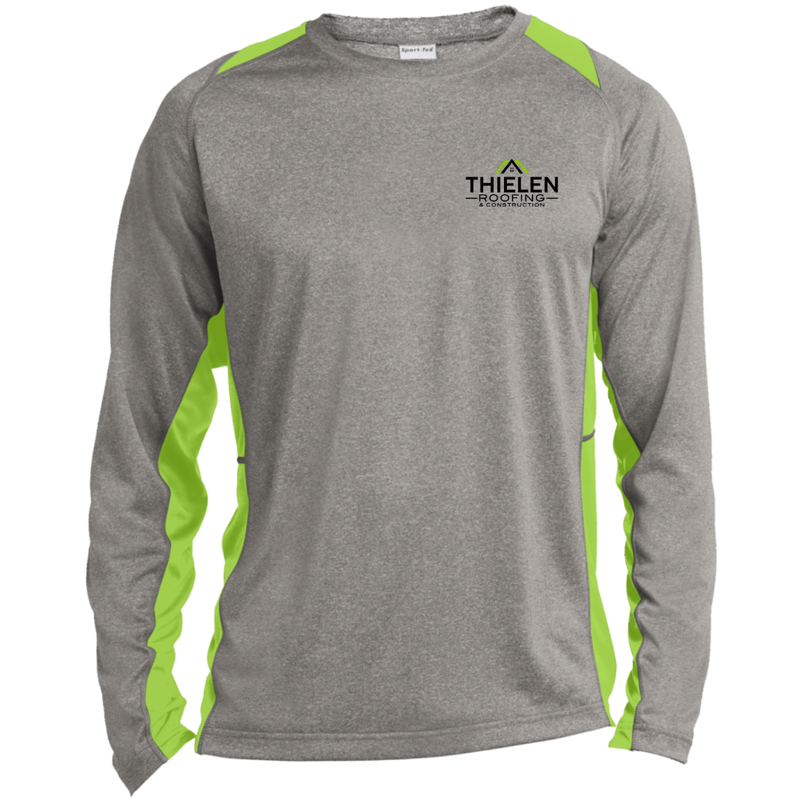 THIELEN ROOFING Long Sleeve Heather Colorblock Performance Tee