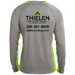THIELEN ROOFING Long Sleeve Heather Colorblock Performance Tee