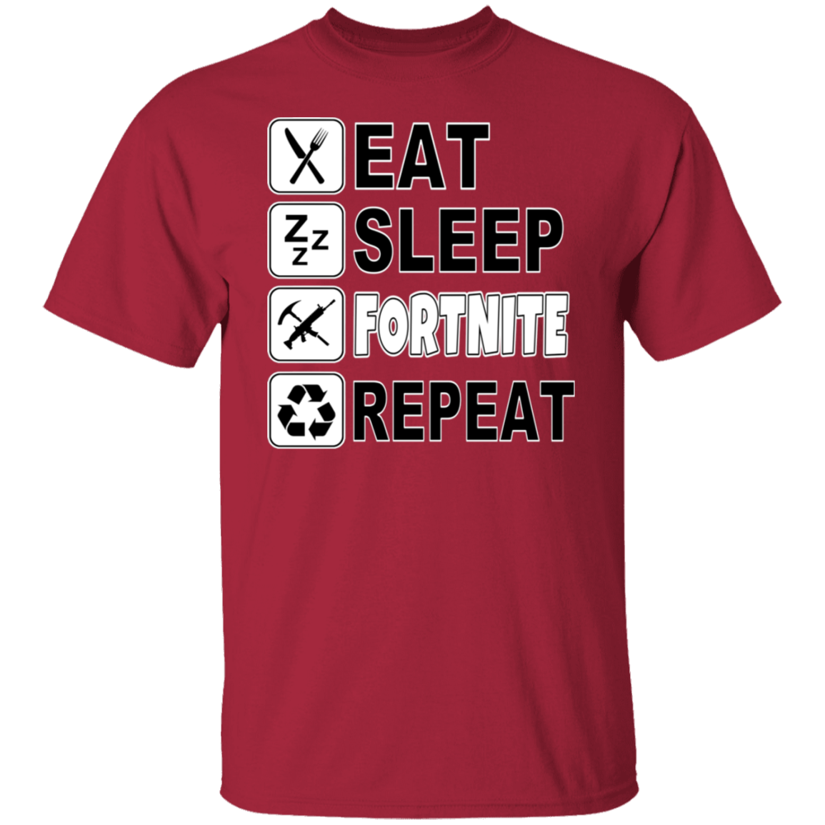EAT SLEEP FORTNITE REPEAT TEE