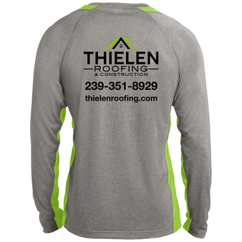 THIELEN ROOFING Long Sleeve Heather Colorblock Performance Tee